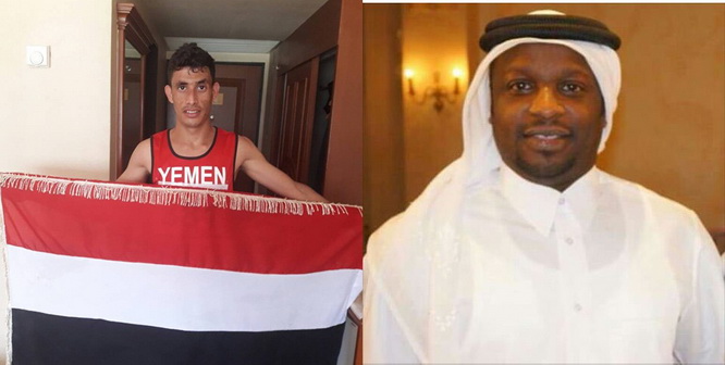 الكابتن فرحان شميس يحتفل بالبطل اليمني نورالدين الحميضة