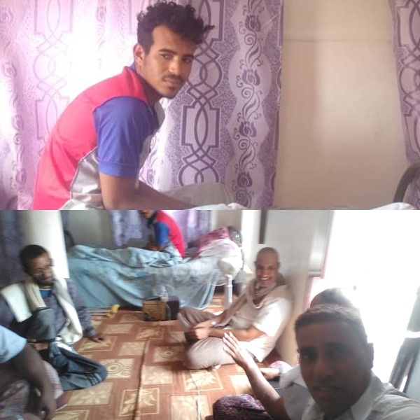 ممثل مكتب الشباب والرياضة ورئيس نادي شباب القطن يطمئنان على صحة اللاعب بوجبر ..