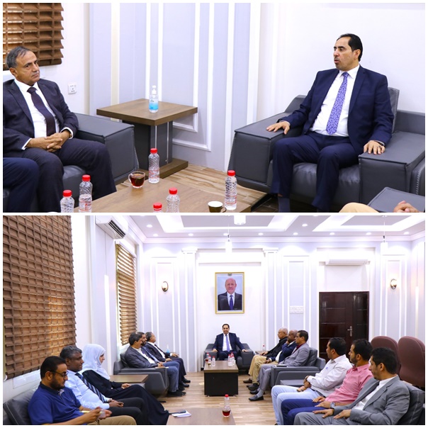 البكري ولصور يبحثان أوجه التعاون والتنسيق بين وزارة الشباب والرياضة وجامعة عدن 
