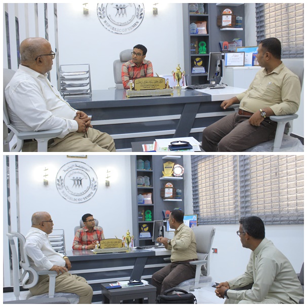 مناقشة الشراكة والتعاون بين مكتب الشباب والرياضة واكاديمية الموهوبين في سيئون.