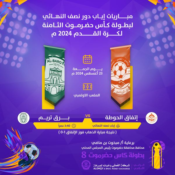 الجمعة .. جولة حاسمة في اياب دور الأربعة على طريق بلوغ نهائي كأس حضرموت الثامنة 