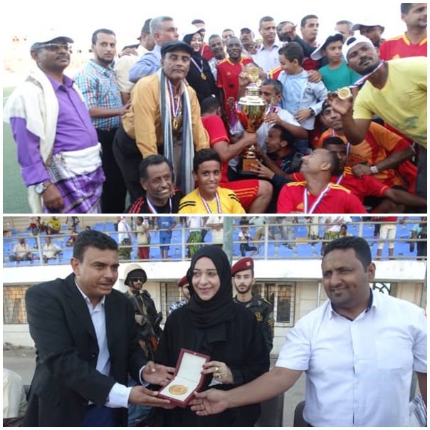  فريق شركة النفط يتوج بطلا لكاس الاستقلال  الوطني  للكرة الخماسي  بعدن واتحاد الكرة يكرم العراشة