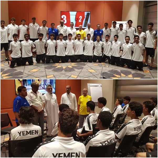 قبل اللقاء المرتقب أمام المنتخب القطري.. النائب الأول لرئيس اتحاد الكرة يلتقي منتخب الناشئين ويحثهم على الفوز