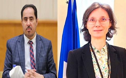 الوزير البكري يجتمع بـ (السفيرة الفرنسية "كاترين") عبر الاتصال المرئي "الزوم"