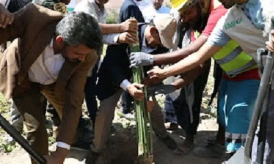 المحافظ بن ماضي يدشن مشروع غرس الشتلات الزراعية بمديريات حجر وبروم ميفع ويبعث ويتفقد الحاجز المائي بمنطقة "جزول"