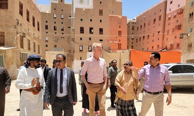 مدير عام شبام يستقبل وكيل المحافظة ووفد الأمم المتحدة UNDP في جولة سياحية لمدينة شبام التاريخية