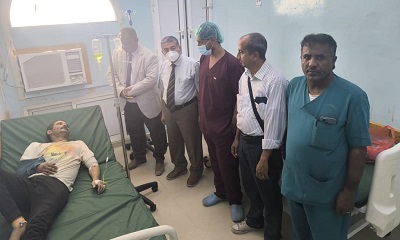 الجمحي والحداد يقومون بزيارة تفقدية للإطلاع على أحوال المصابين بهيئة مستشفى ابن سينا العام بالمكلا