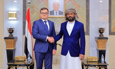 الشيخ بن حبريش يبحث مع سفير روسيا الاتحادية لدى اليمن مستجدات الأوضاع في البلاد