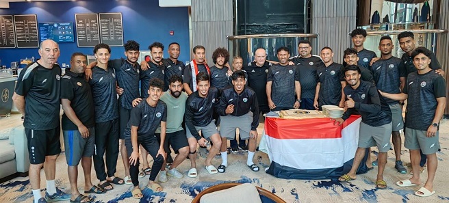 بعثة المنتخب الوطني الأول تحتفي بالعيد الوطني للوحدة اليمنية