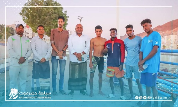 مسجدي يطمأن على بعثة منتخب ساحل حضرموت للسباحة في العاصمة عدن