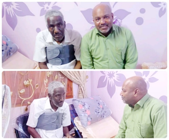 مسجدي يطمئن على صحة الشخصية الوطنية والرياضية الاستاذ عمر سالم قمبيت
