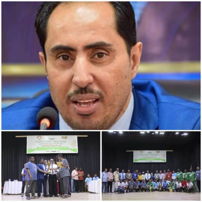 وزير الشباب والرياضة يهنأ نادي سيئون بكأس حضرموت الثقافي ويبارك نجاح التظاهرة الرياضية الثقافية