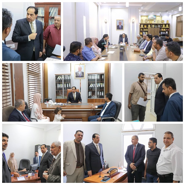 البكري يتفقد سير العمل في مكاتب وإدارات ديوان عام الوزارة بعدن