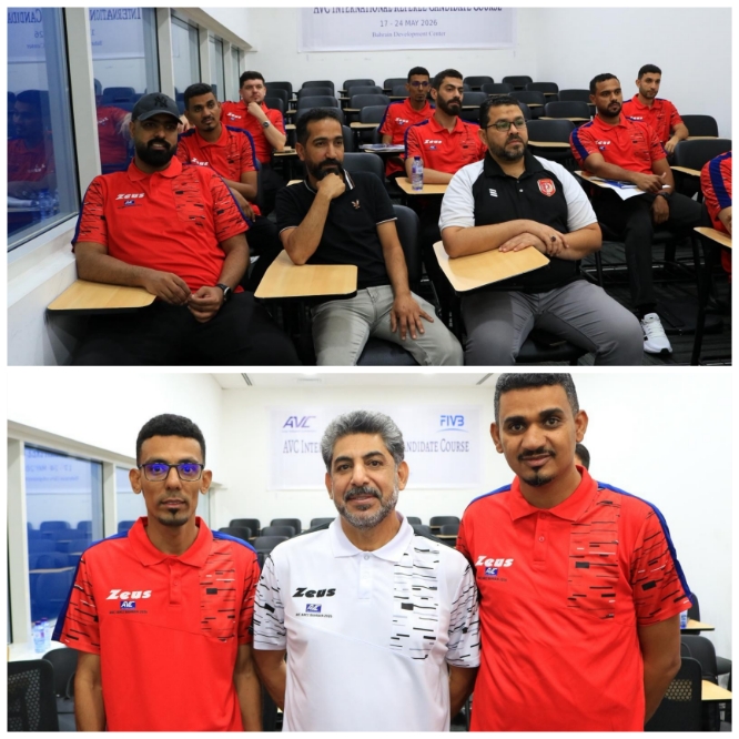 بمشاركة الحكمان واصل و بريك من اليمن بدء الدورة التدريبية لحكام غرب آسيا لكرة الطائرة بالبحرين 