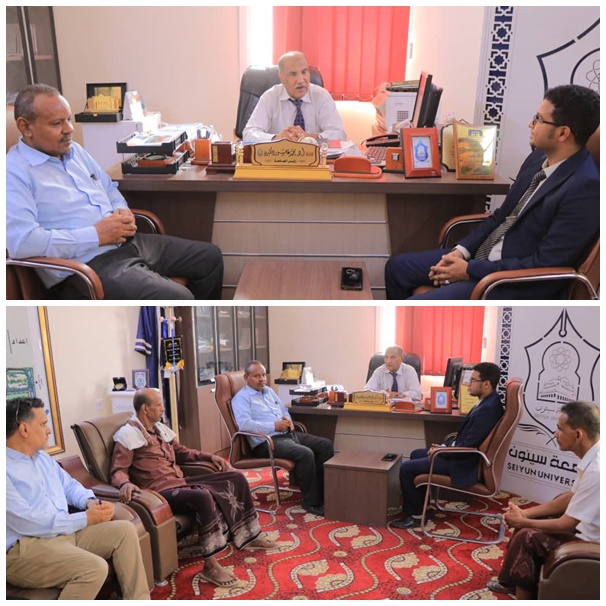 مناقشة تعزيز الشراكة الرياضية بين جامعة سيئون ومكتب الشباب والرياضة بوادي حضرموت