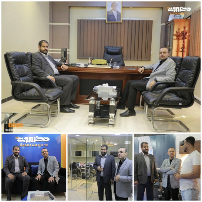 بحث اوجه الشراكة بين مكتب وزارة الشباب والرياضة بوادي وصحراء حضرموت وقطاع تلفزيون حضرموت 