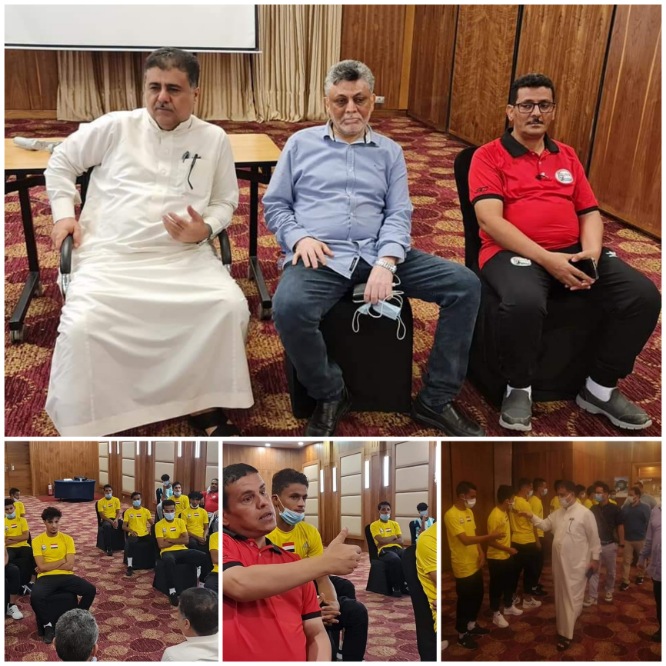 الشيخ العيسي يزور بعثة منتخب الوطني للشباب في مقر إقامتهم ويحثهم على الاداء المشرف ويمنحهم مكافات مالية
