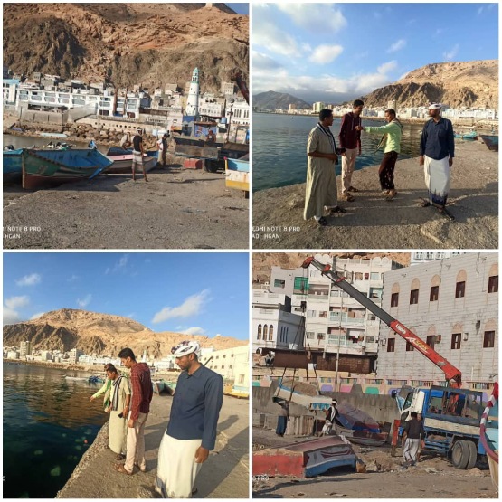 اللجنة الفنية تطلع على موقع استضافه  بطولة الجمهورية للسباحة في المياة المفتوحة بميناء المكلا القديم .
