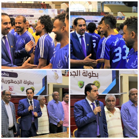 وزير الشباب والرياضة يحضر بطولة الجمهورية لكرة اليد ويمنح الفرق المشاركة من مليون ريال
