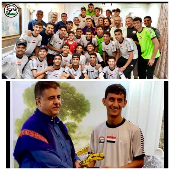  العيسي يلتقي ببعثة منتخب الناشئين  ويحث اللاعبين على تقديم الأداء الأفضل  ويسلم حائزة هداف غرب آسيا للهداف عبدالرحمن الخضر