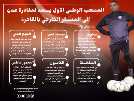 خلال الأيام القادمة ..منتخبنا الوطني الأول يستعد لمغادرة عدن إلى المعسكر الخارجي بالقاهرة 