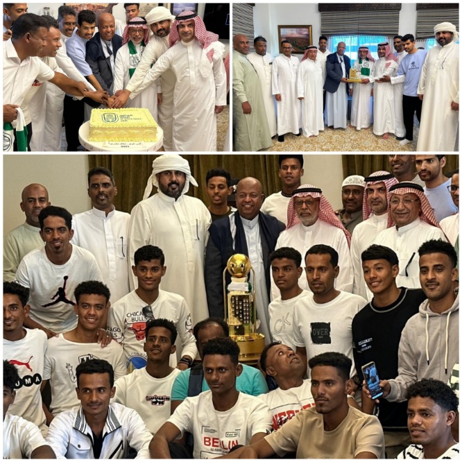 المهندس عبدالله بقشان يستقبل بعثة نادي البرق بتريم بطل كأس حضرموت الثامنة 