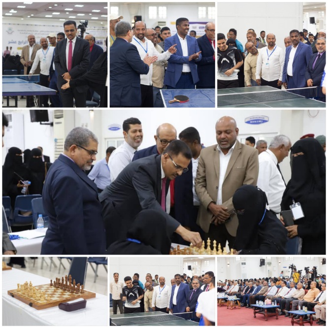 العمقي وخنبش يدشنان البطولات الرياضية ضمن  فعاليات أسبوع الطالب الجامعي بجامعة حضرموت 