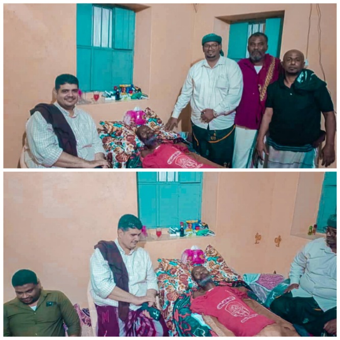 رئيس نادي شعب حضرموت المهندس صالح العمري يزور فنان الرابطة زكي دويل