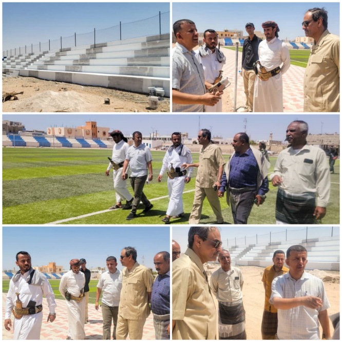 هشلة" والأحمدي يتفقدان سير العمل في مشروع تأهيل ملعب الفقيد ناصر الخليفي بمدينة عتق