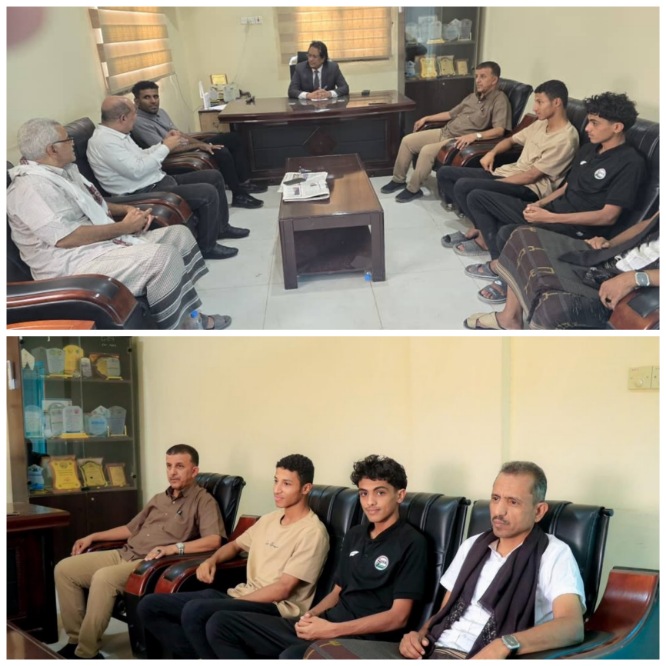 الخليفي وبن سنان يلتقيان نجمي شبوة حميدة وبن سويدان بعد اختيارهما في صفوف المنتخب الوطني للشباب