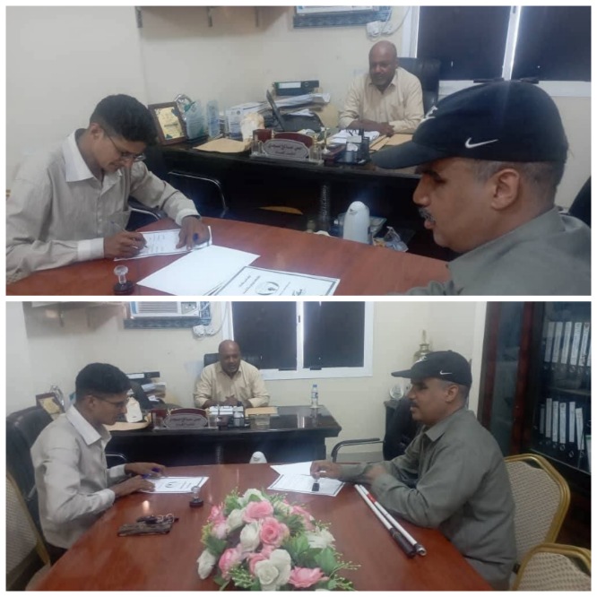 بحضور الكابتن مسجدي ..توقيع اتفاقية تعاون مشترك  بين اتحادي الإعلام الرياضي والمعاقين بساحل حضرموت