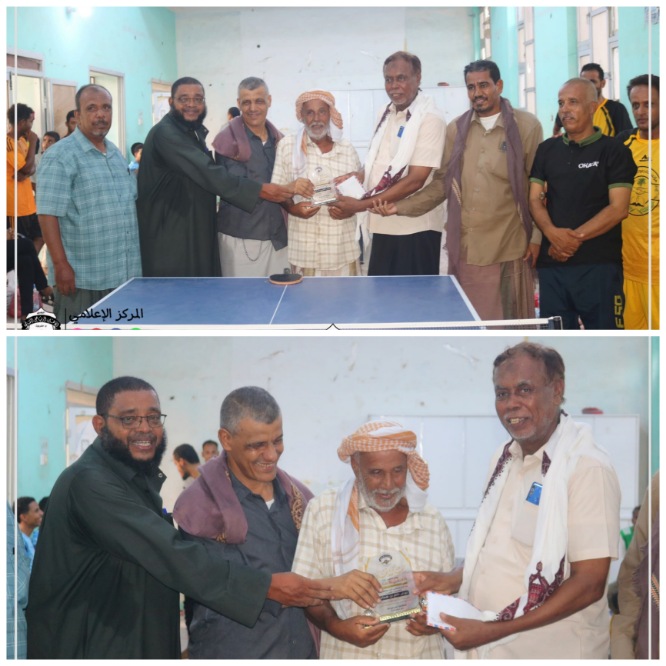 بحضور العطيشي والحبشي ..   أهلي الغيل يكرم أحد مؤسسي لعبة تنس الطاولة الكابتن القدير عوض ناصر بن همام