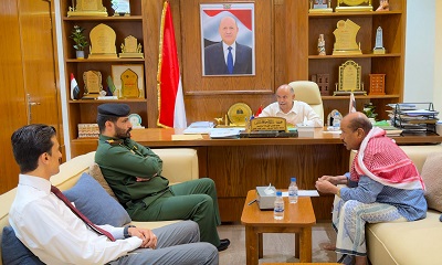 عضو مجلس القيادة محافظ حضرموت يبحث مع وكيل الوادي والصحراء مستجدات الأوضاع ومستوى تنفيذ المشاريع التنموية