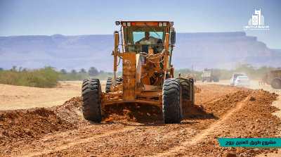  انجاز 90% من مشروع سفلتة طريق العنين بروج المزدوج غرب وادي حضرموت 