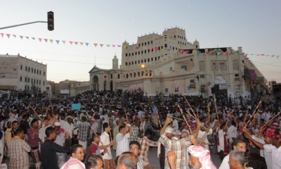 مطلع حافة السحيل بسيئون .. لوحة تراثية رسمها آلاف من عشاق لعبة الشبواني بوادي حضرموت