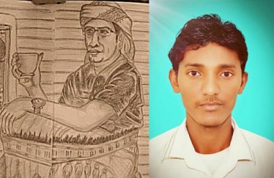 أيوب باشعيب شاب عشريني من مدينة تريم يمتلك موهبة نادرة في الرسم