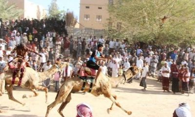 مدينة تريم تشهد سباق الهجن الاستعراضي السنوي او ما يسمى " الحيك حيك او الربعة "