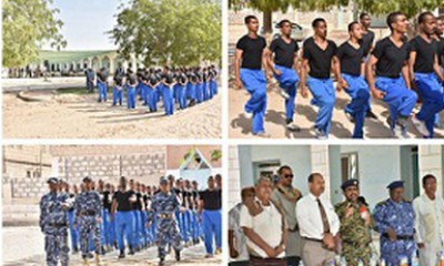 بحضور عدد من المسؤلين العسكريين والمدنيين احتفال بهيج بتخرج دفعة مستجدين في الامن العام بمديرية غيل باوزير 