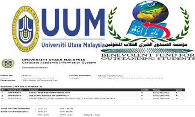 طالبة من طلاب مؤسسة الصندوق الخيري للطلاب المتفوقين تحقق المركز الأول على دفعتها بماليزيا 