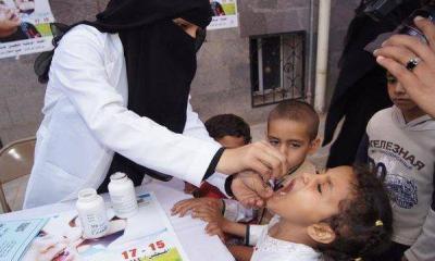 تدشين الحملة الوطنية  للتحصين ضد شلل الاطفال بمديرية أرياف المكلا بمنطقة الرقق