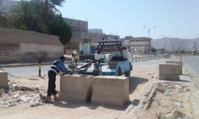 أفراد المرور وعمال النظافة يفتتحون طريق شارع الضيافة بسيئون بعد مرور اكثر من أربعة اعوام منذ إغلاقه 