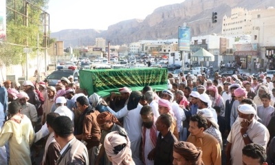 حضرموت تشيّع رجل البر والاحسان والمصلح الاجتماعي الشيخ المنصب عبد بن صالح باوزير ، شيخ مشايخ تجمع آل باوزير