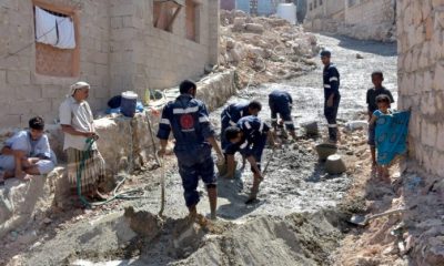 بن كردوس للتنمية تنفذ مشروع صب الخرسانة على طريق بطول (٤٠٠) متر وسط المكلا 