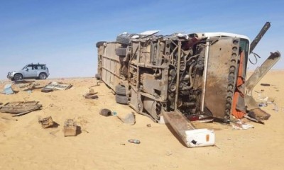وفاة 6 وإصابة 37 بحادث مروري مروع لباص نقل جماعي في حضرموت
