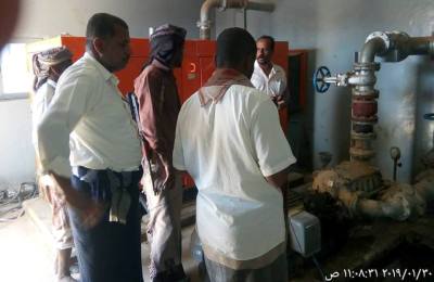 مدير عام مديرية حجر يطلع على الترتيبات النهائية لإفتتاح مشروع تأهيل مياة الصدارة وضواحيها