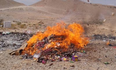 حماية المستهلك بمديرية الشحر تتلف ٥٣٧ كيلو جرام من المواد الغذائية والأدوية منتهية الصلاحية