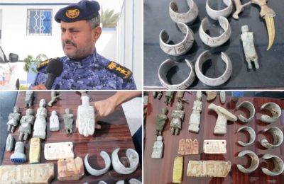 نقطة دفيقة محور الضبة تلقي القبض على مواطن بحوزته قطع أثرية قديمة وتسلمه لأمن الشحر