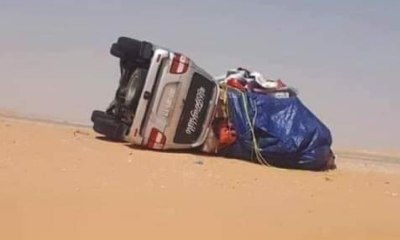 أسرة كاملة تنجو من حادث مروري مروع بخط العبر بوادي حضرموت