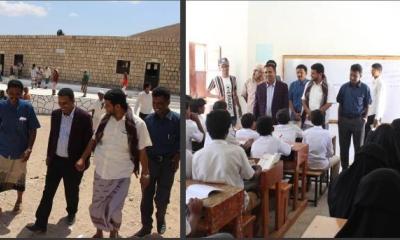 عبدون يتفقد سير مشروع مدرسة وادي نحب ويطلع على العملية الدراسية بعدد من مدارس مديرية غيل بن يمين 