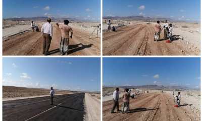 مدير عام غيل باوزير يتفقد العمل في مشروع سفلتة طريق النقعة – العيون